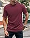 Wihion Mens Ribbed Mock Turtleneck T-Shirt Short Sleeve Solid T Shirts Thermal Underwear Tops Wine