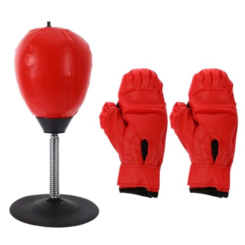 Sosoport 1Set Desktop Boxing Reaction Ball Suction Cup Punching Ball with Gloves and Inflator for Daily Exercise Hand Eye Coordination Training and Portable Fitness Activities