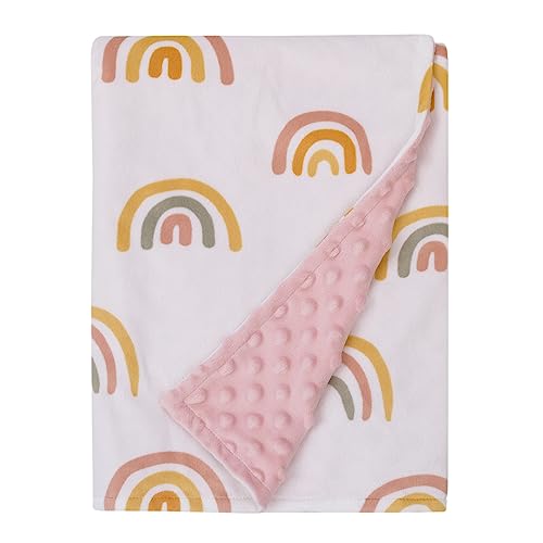 Image of Little Love by NoJo Rainbow White, Pink, and Gold Super Soft Baby Blanket