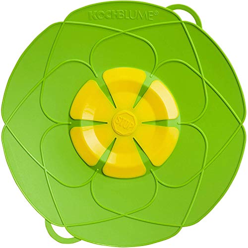 Kochblume - das Original vom Erfinder Armin Harecker L 29 cm Limette | Überkochschutz für Topfgrößen von Ø 14 bis 24 cm | Set mit Microfasertuch!