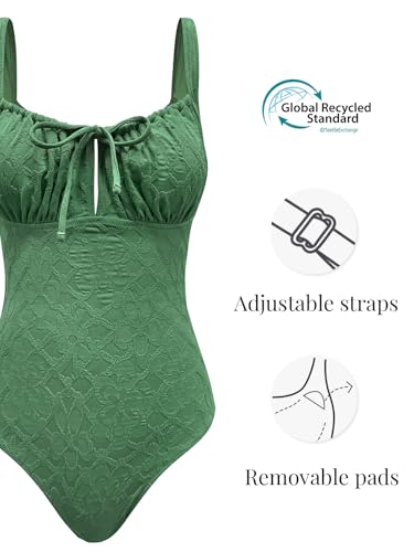 Image of BERLOOK Womens One Piece Swimsuits Floral Push Up Bathing Suit Sexy Tie Slimming Swimsuits for Women Swimwear