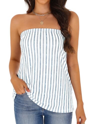 Tube Tops for Women Casual Strapless Cocktail Party Backless Blouse Loose Flowy Sleeveless Shirts