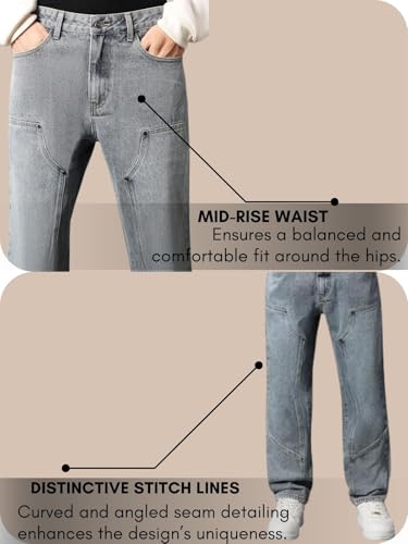 Image of GRECIILOOKS Baggy Jeans for Men | Mens Wide Leg Relax Fit Jeans | Baggy Jean's for Boys | Oversized Jean's for Everyday Streetwear