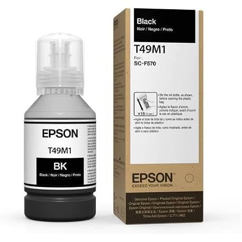 Epson T49M Sublimation Ink Bottles – Compatible with SureColor F170 & F570 Printers – 140mL Genuine Epson Ink – CMYK Colors (Black) Dye Sublimation Refill Ink