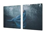 Cubre vitrocerámica para cerámicas de grandes dimensiones o tabla de cortar de cristal templado – UNA PIEZA (80 x 52 cm) o DOS PIEZAS (40 x 52 cm) Serie de Fantasía y Cuento de Hadas DD18