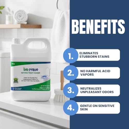 Image of Natural Toilet Cleaner 5L with Probiotic and Enzyme Based Formula for Deep Cleaning, Stain and Odor Control, Eco Friendly Bathroom Cleaner with Low Fume Composition for Regular Use