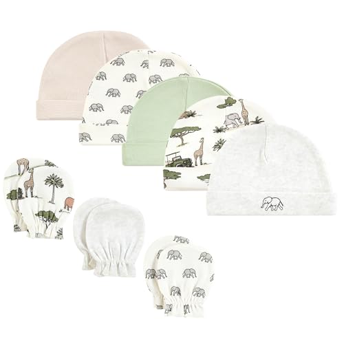 Image of Hudson Baby Unisex Baby Cotton Cap and Scratch Mitten Set