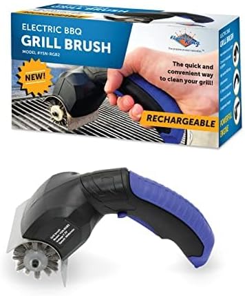 Flame King Electric BBQ Grill Brush Cordless Rechargeable with Replacement Head - Stainless Steel Bristles, 9000rpm Rotating Brush