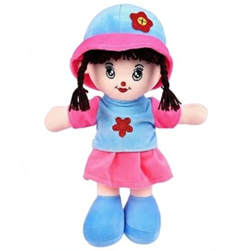 Image of Cute 35Cm Plush Doll Toy for Girls - Addie Girl Soft Stuffed Rag Doll - Perfect Cuddle Companion Baby Doll for Kids Toddlers Children Birthday Gift Bedtime Sleep Toy Gift
