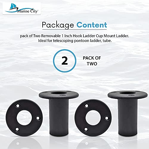 Marine City Removable 1 Inch Hook Ladder Cup Mount Ladder Easy Install And Replace Tube Insert Plugs For Telescoping Pontoon Ladder Tube (2 Per Pack) #TOP5