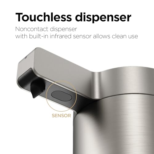Image of mooas Automatic Liquid Soap Dispenser Stainless Steel Touchless Hand Soap Dispenser with 3 Adjustable Levels Waterproof IPX5 Motion Sensor Dish Soap Dispenser for Kitchen Bathroom AA Battery powered