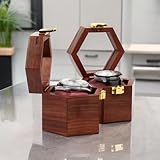 Creation India Craft Caja de reloj de madera vintage para hombres, joyero para mujeres, expositor de relojes, organizador de relojes, caja de almacenamiento, forma de panal, hecha a mano de palisandro