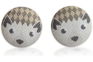 Adorable Hedgehog Fabric Button Earrings: Captivating Ear Adornments