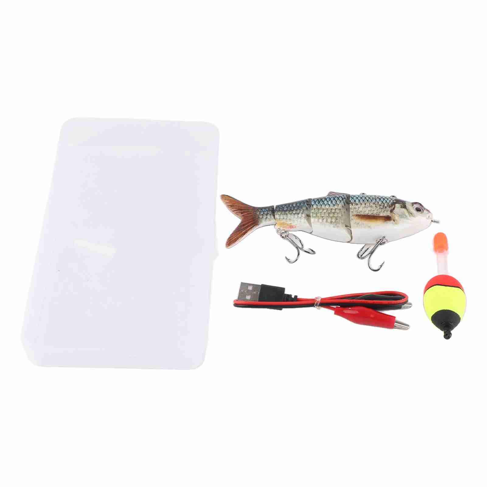 Collitt Leurre à Batterie Leurre de Natation Robotique Pêche électrique Rechargeable Lumière LED Verte Appât Multi-articulé Eau Douce