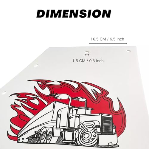 Image of 2PCS Angled Mud Flaps 24 inch x 30 inch Semi Truck Splash Guard 1 /5 inch Thick Polymer with Fun Truck Pattern
