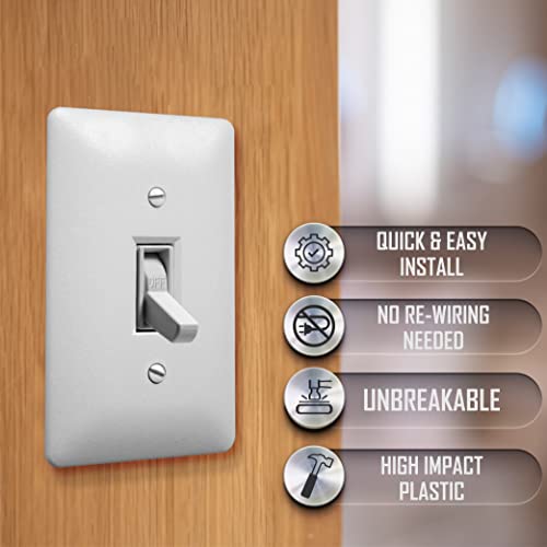 Image of TayMac 4000W Paintable Single Toggle Light Wall Plate Cover, White, 1-Gang