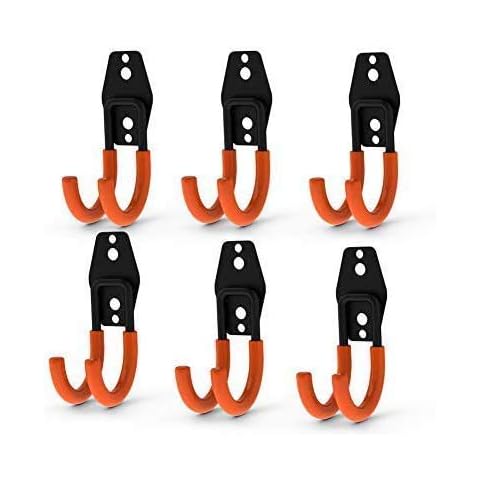 CoolYeah Steel Garage Storage Utility Double Hooks, Heavy Duty for Organizing Power Tools, Small J Hooks(Pack of 6, 4.7 × 1.9 × 2.5 inches) Cover