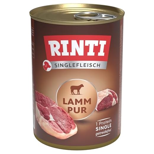 Rinti Hundenassfutter Kennerfleisch mit Geflügelherzen 6x400g 9 Rinti Sensible Pur Lamm pur, 12er Pack (12 x 400 g)