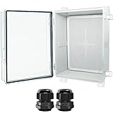 Otdorpatio Junction Box, Hinged Clear Cover Stainless Steel Latch IP67 Waterproof ABS Project Box wi