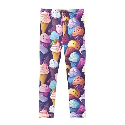 Colorful Ice Cream Cartoon Girls Casual Leggings for Kids Printed Long Pant Bottoms Stretch and Soft2