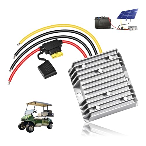 ikkwmei 36V 48V to 12V Converter 20A 240W DC-DC Step Down 48V to 12V Converter Golf Cart Voltage Regulator with Fuse Professional Waterproof Voltage Reducer for Golf Cart Club Car LED Lights
