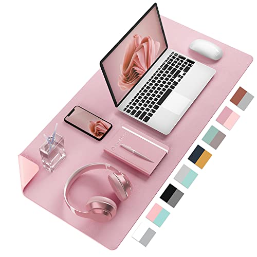Image of Aothia Double-Sided Desk Pad, Large Mouse Pad, Office Mat, Non-Slip PU Leather Blotter, Laptop Pad, Waterproof Writing Pad for Office and Home (Purple, 23.6 inch x 13.7 inch)