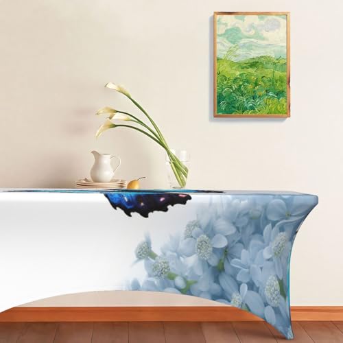 Nappe papillon bleu rectangulaire 1,8m housse élasthanne extensible - 8