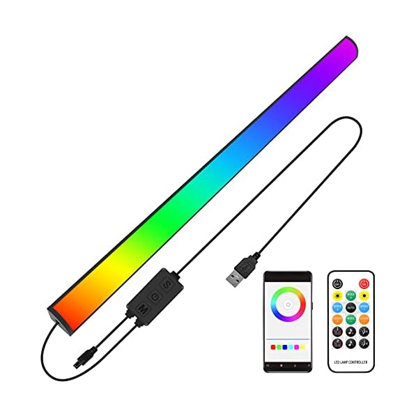 Melofo RGB Under Monitor Light Bar Gaming RGB LED Lightbars with Smart APP Bluetooth Remote Control Speed Adjustable Color Changing RGBIC USB Powered Desk Light Bar for PC Game Computer TV [Energy Class A]