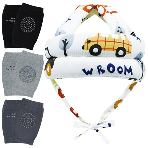 Baby Head Protector Helmet & Baby Knee Pads 3 Pairs Toddler Prote...