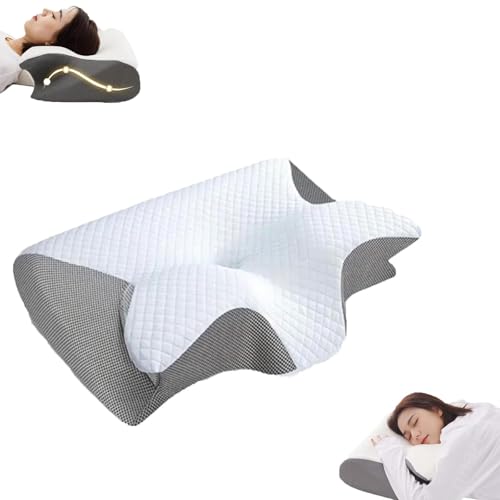 Cloudfaser Pro Pillow Ergonomic Orthopedic Contour Memory Foam Cervical Pillow for Side Back and Stomach Sleepers (Gray)