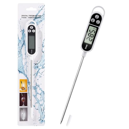 La mejor comparación de Termómetros Top 5. 47 MXHIGO Termómetro Digital de Cocina para Carne, Termómetro de Lectura con Sonda de Acero Inoxidable, Termometro con Pantalla Digital para Parrilla Pollo Masa Almíbar Mermelada...