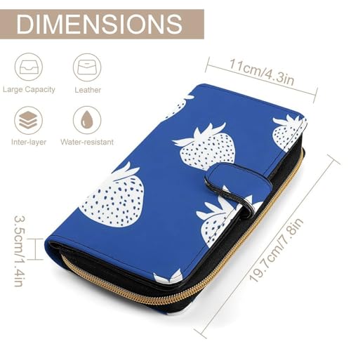 White Strawberry Women's Wallets Leather Fold Clutch Wallet Credit Card Holder Ladies Travel Purse2