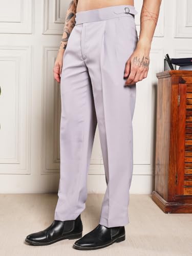 Image of Gurkha Pants for Men | Trouser for Men | Formal Pant | Double Button | Loose Fit Trouser High Waist Pleated Casual Trousers | Vintage Straight Leg Pants for Office Smart Casual Travel Party