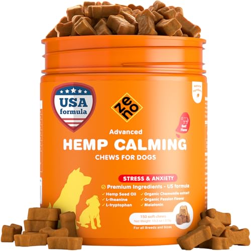 ZENO Hemp Calming Chews For Dogs Anxiety 150 pcs - Dog Anxiety Relief - Calming Chews - For stress, travel, check-up, barking or grooming - Beef