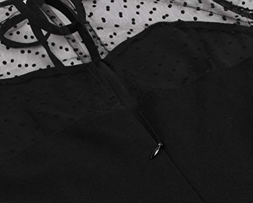 Wellwits Women's Polka Dots Embroidery Keyhole Tie Vintage Cocktail Dress 4Xl #TOP5