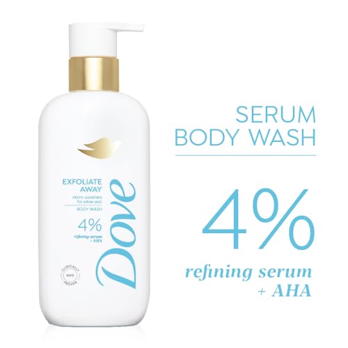 Image of DOVE Exfoliate Away Serum Body Wash, 300 ml, for Refined and Silky Skin, with 4% Refining Serum + AHA, Dermatologist Co-Created, Paraben & SLS Free