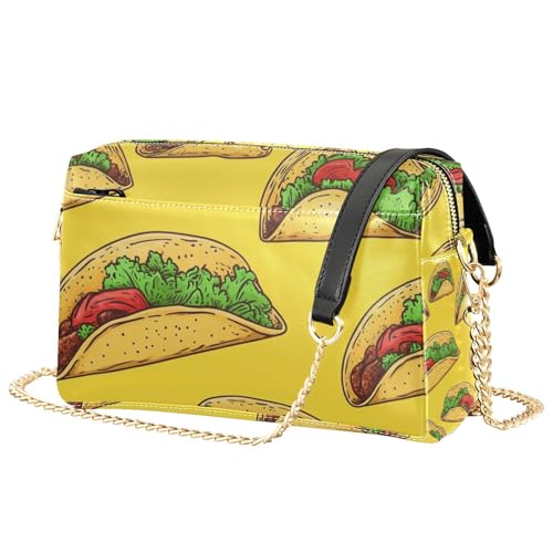 Crossbody Bag for Women Taco Yellow Vegan Leather Shoulder Handbag with Strap Crossover Sling Backpack Ladies Purse Fashion Satchel
