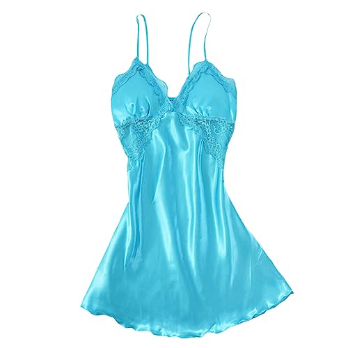 Nuisette satin femme col en V avec coussinets de poitrine