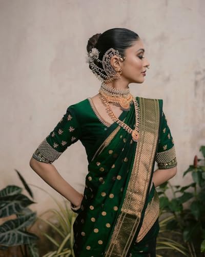 Image of Women's Printed Pattern Kanjivaram Soft Silk Saree with Unstitched Blouse Piece and Jacquard Weave Type