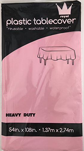 Royal 7 Pack of:3 Plastic Table Cloth 54 x 108, Plastic Party Table Cover, Reusable Plastic Table Cloth, Disposable Rectangular Table Cover (Pink, 3)â€¦