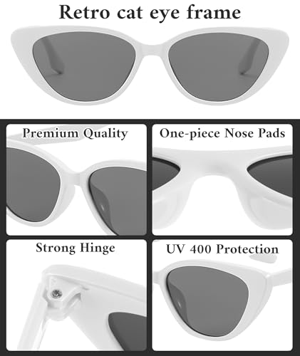 PLULON Retro Narrow Cat Eye Sunglasses for Women Men Vintage Sunglasses Womens Cat Eye Glasses Fun Retro Cateye Sun Glasses4