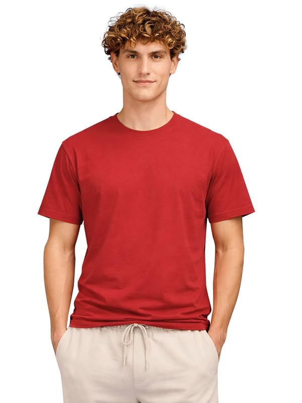 Image of Sleepynuts Men's Regular Fit Round Neck Half Sleeves Solid Casual Wear T-Shirt