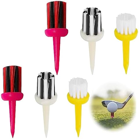Amy Sport Golf Tees Brush Type Unbreakable Plastic 2.0 2.2 2.4 Inch Mixed Height Value Pack, Yellow White Colored Tee Driver Oversized for Low Friction More Distance Consistent… (6 Pcs Mixed Size) Cover