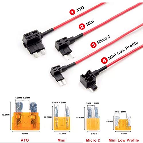 Set Di Rubinetti Per Fusibili Per Auto, 3 Pezzi (medio/piccolo/mini), Con Adattatori A Basso Profilo, 12-24V, 10A