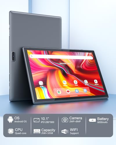 Image of ZZB Android Tablet 10 Inch Tablets, 32GB ROM 1TB Expand，6000mah Battery, Quad-Core Processor 2GB RAM Tableta, 8MP Camera WiFi 10.1'' IPS HD Touch Screen 10 in Android Tablet.