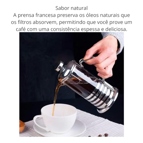 Cafeteira Prensa Francesa Em Vidro E Aço Inox Cremeira 600ml MIURI