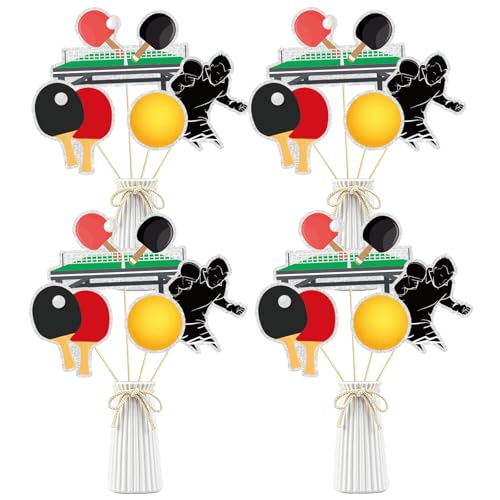 Image of Table Tennis Theme Centerpiece Sticks,Tennis Lovers Party Table Toppers,Sports Party Decorations,ping-pong Theme Birthday Cupcake Toppers.Set of 16