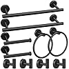 5/10/20pcs Bathroom Hardware Set, Including 16″ Hand Towel Bars, Toilet Paper Holders, Towel Rings, Robe Towel Hooks (10pcs 16″ Black)