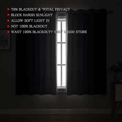 Image of G2000 Blackout Curtains & Drapes for Bedroom Living Room 63 Inch Length Navy Blue and Greyish White Room Darkening Window Treatments Ombre Thermal Insulated Light Blocking Grommet Backdrop 2 Panels