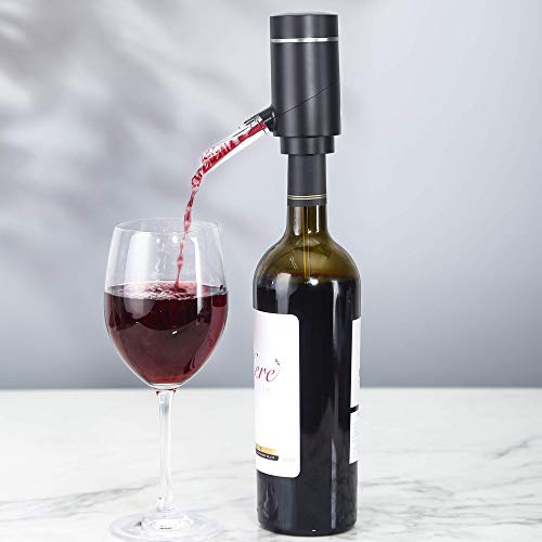 TOPKITCH Electric Wine Aerator Pourer Rechargeable Automatic Wine Aerator Dispenser with Precision Spout OnOff Aeration Extension Tube Aerating Pourer and Decanter Spout for Red and White Wine